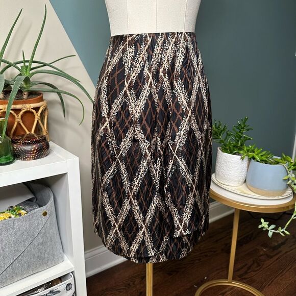 Vintage 90s Jacqueline Ferrar 100% Silk Skirt Abstract Print Petite Size 2 Lined - Picture 2 of 14